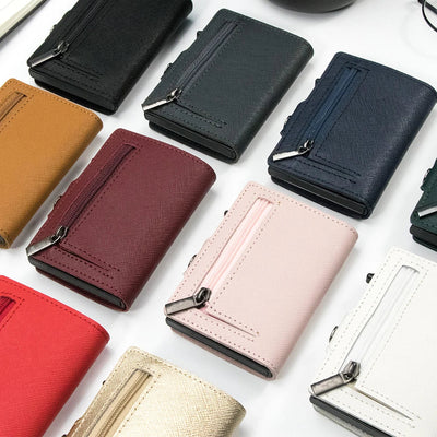 Men’s Slim RFID Leather Wallet – Pop-Up Card Holder with Coin Purse