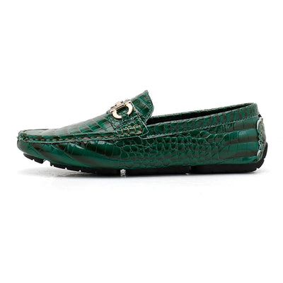 Big Size 38-48 Fashion Green Loafers Men Soft Comfy Slip-on Men's Casual Leather Shoes Crocodile Moccasin For Men Driving Shoes