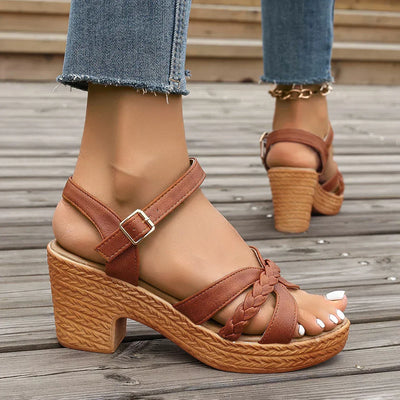 LINA | WOVEN HEEL SANDALS