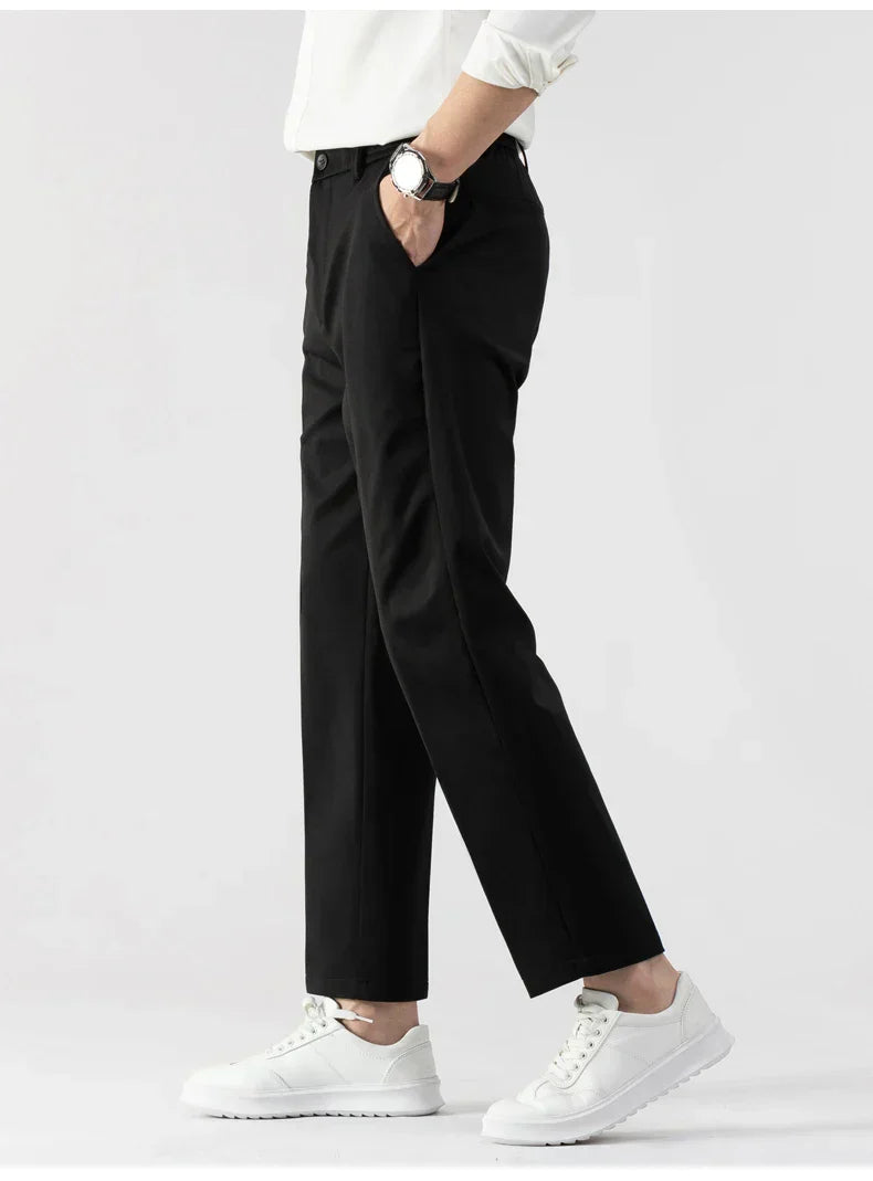 Men’s Trousers – Slim Fit – Lightweight Fabric – Full Length – Business Casual Wear