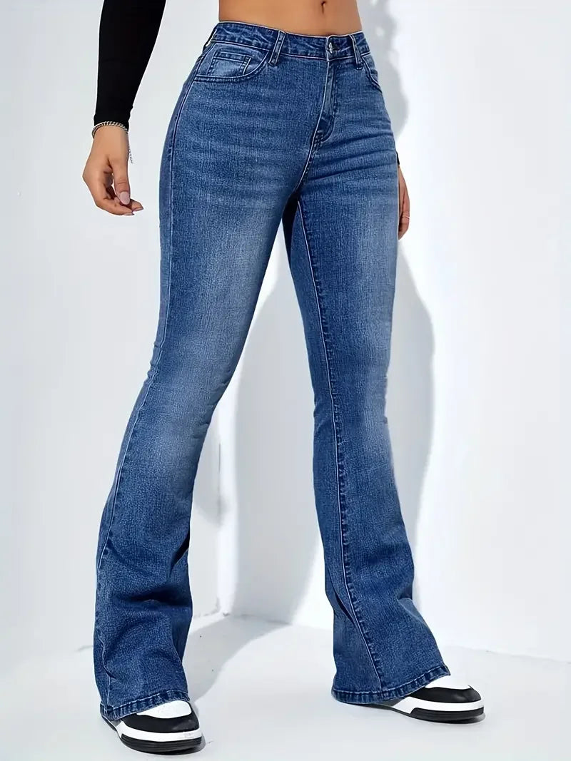 Avencea - High-Waist Jeans with Flared Legs - Stretchy and Comfortable