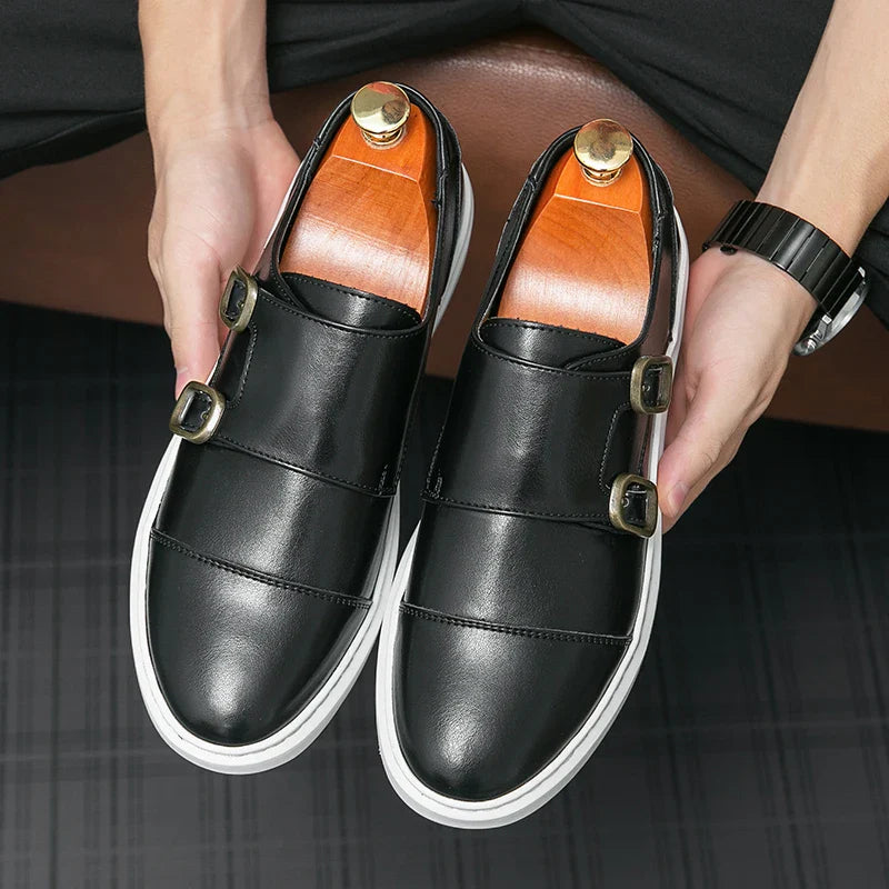 Jules Verneuil Double Buckle Leather Loafers