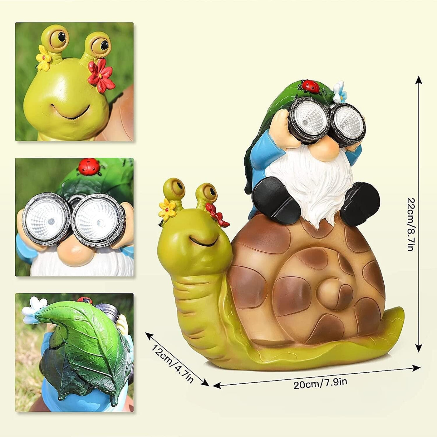 Garden Explorer Solar Gnome on Snail