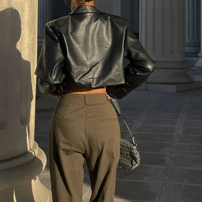 Elise | Elegant Faux Leather Jacket
