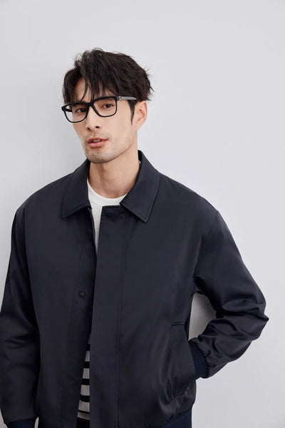Men’s Jacket – Relaxed Fit – Woven Fabric – Classic Collar – Button-Front Casual Style