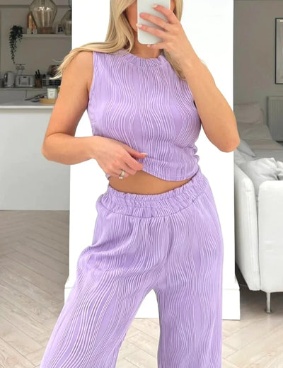 Aubrey - Sleeveless Wide Leg Trouser Set