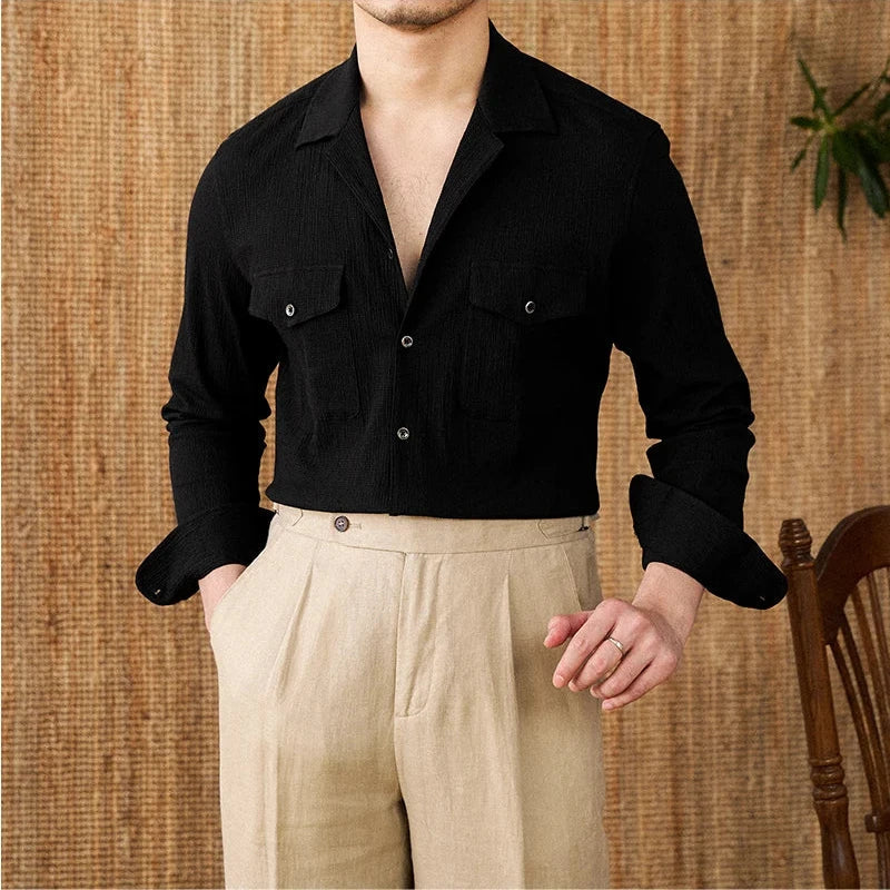 Men’s Collared Shirt – Classic Fit – Button Down – Chest Pockets – Cotton Blend