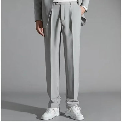 Men’s Dress Pants – Straight Fit – Flat Front with Pleats – Full Length Tailored Style