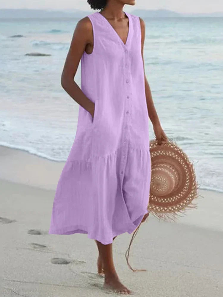 Naomi | Sleeveless Button Summer Dress