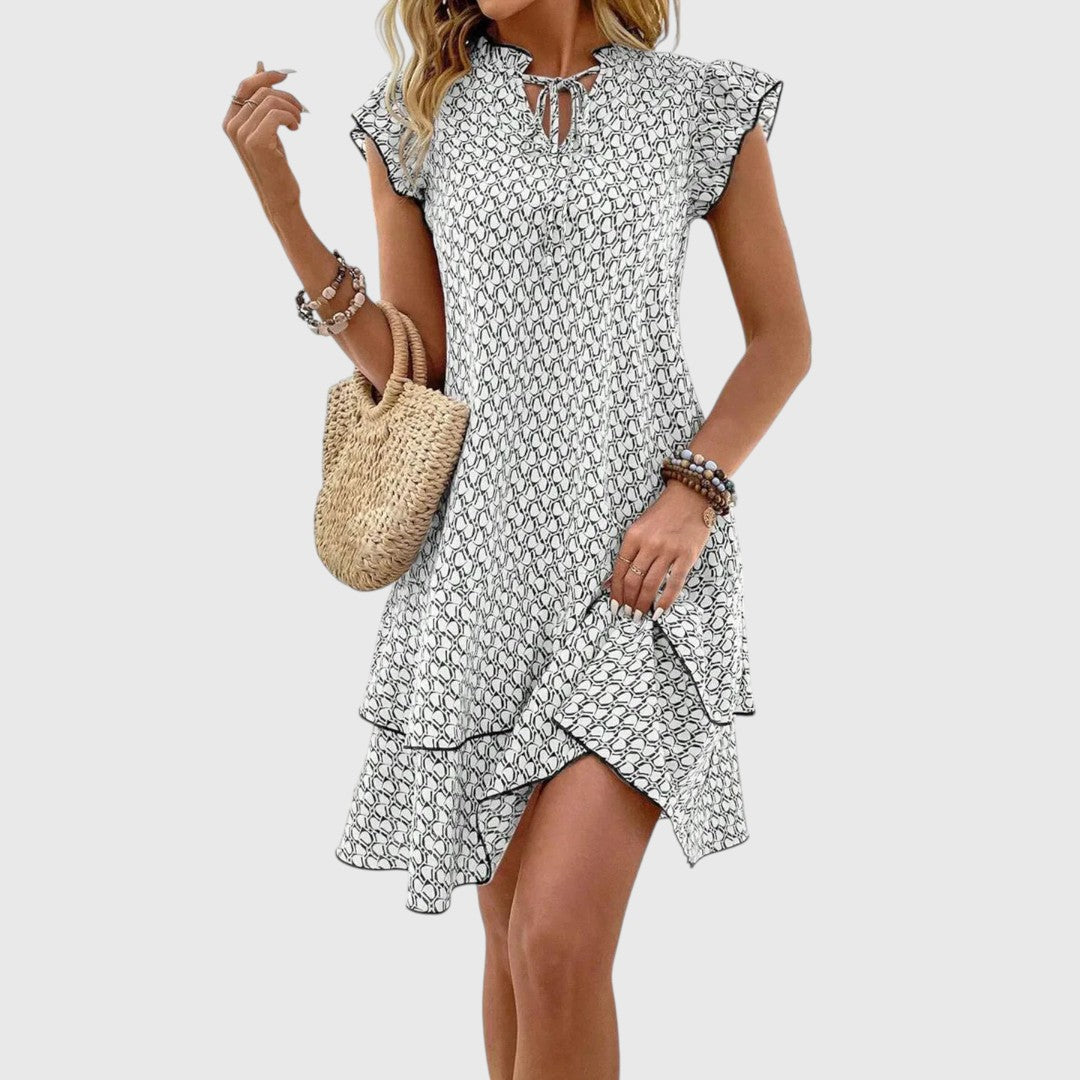 Lena | Ruffle Tie-Neck Mini Dress