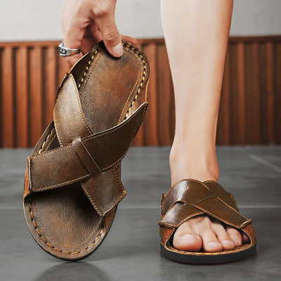 Naxos Leather Slide Sandal