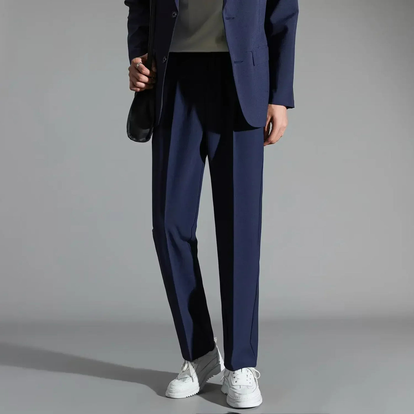 Men’s Dress Pants – Straight Fit – Flat Front with Pleats – Full Length Tailored Style