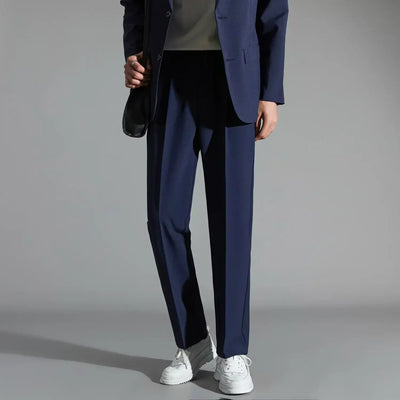 Men’s Dress Pants – Straight Fit – Flat Front with Pleats – Full Length Tailored Style