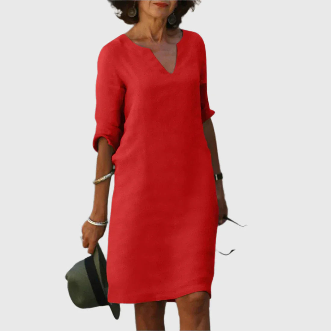 Diana | Teal Breeze V-Neck Shift Dress