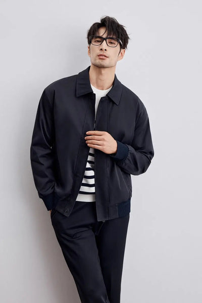 Men’s Jacket – Relaxed Fit – Woven Fabric – Classic Collar – Button-Front Casual Style