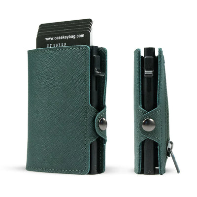 Men’s Slim RFID Leather Wallet – Pop-Up Card Holder with Coin Purse