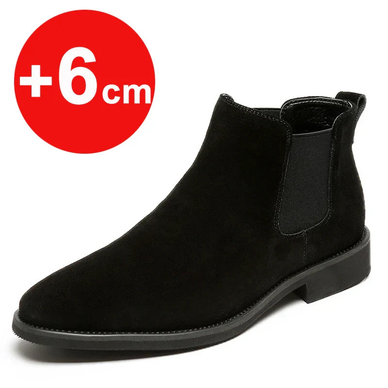 Cesare Montavani Suede Elevator Chelsea Boots with Arch Support (Height Increase 6cm/8cm)