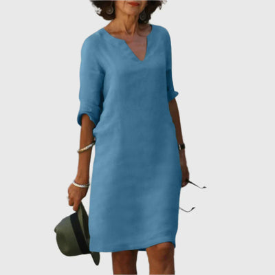 Diana | Teal Breeze V-Neck Shift Dress