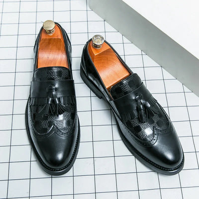 Fabio Gallo Elegant Leather Tassel Brogue Loafers