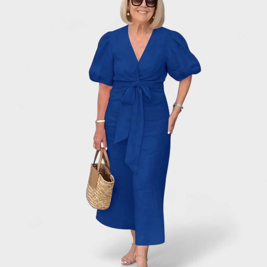 IVY | PUFF SLEEVE TIE-FRONT DRESS