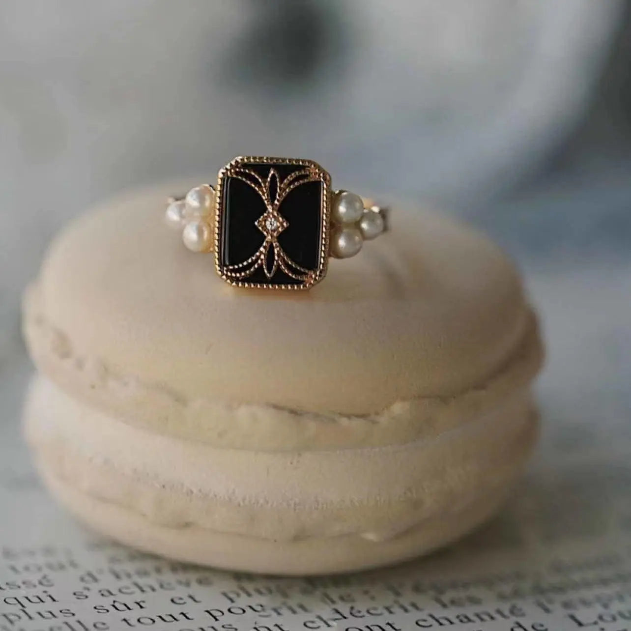 Vintage Luxury Pearl Enamel Rings