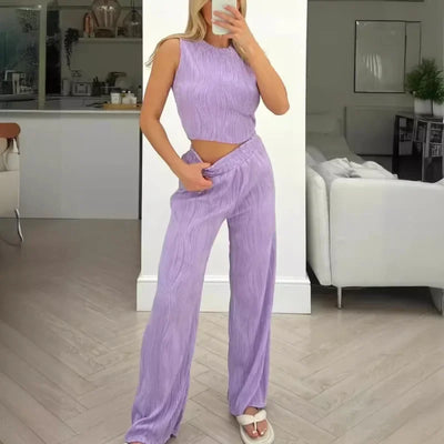 Aubrey - Sleeveless Wide Leg Trouser Set
