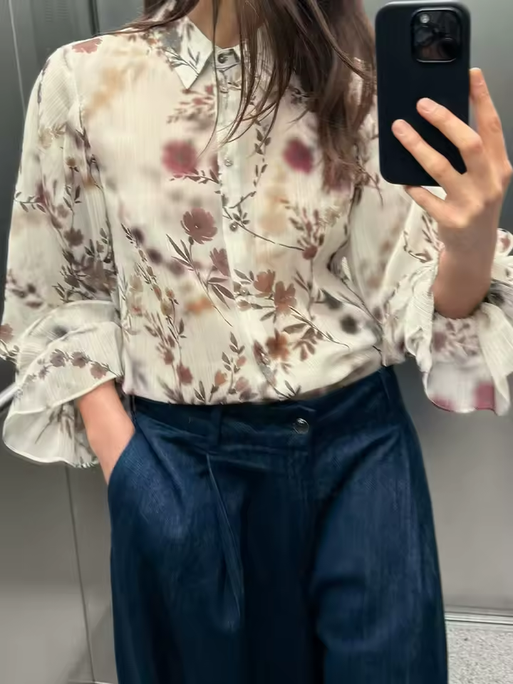 Juliette – Floral Revere Collar Shirt