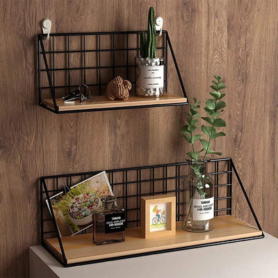 RustiCraft Iron-Wood Wall Shelf