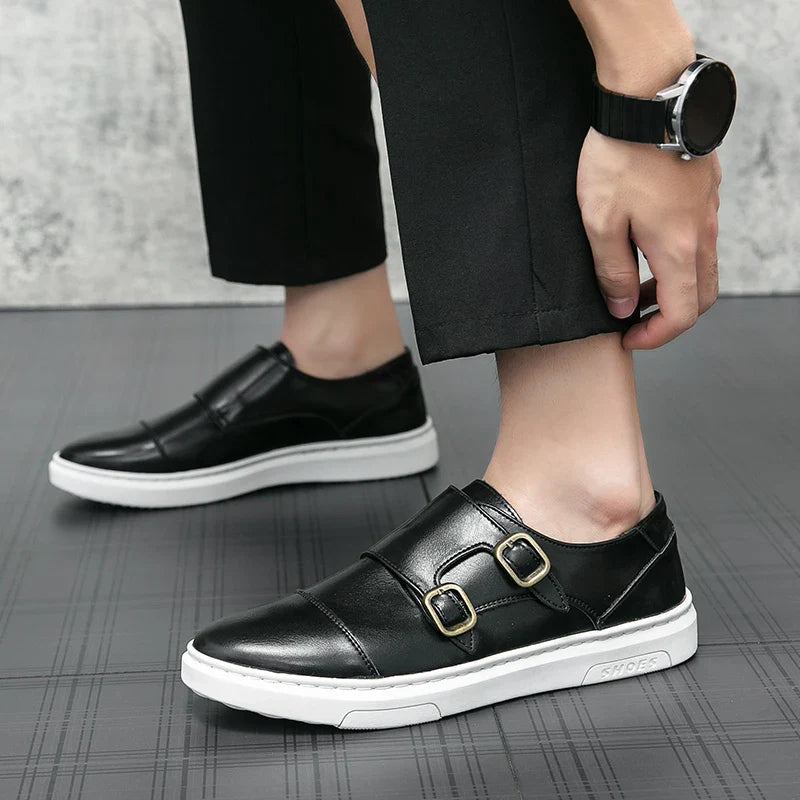 Jules Verneuil Double Buckle Leather Loafers