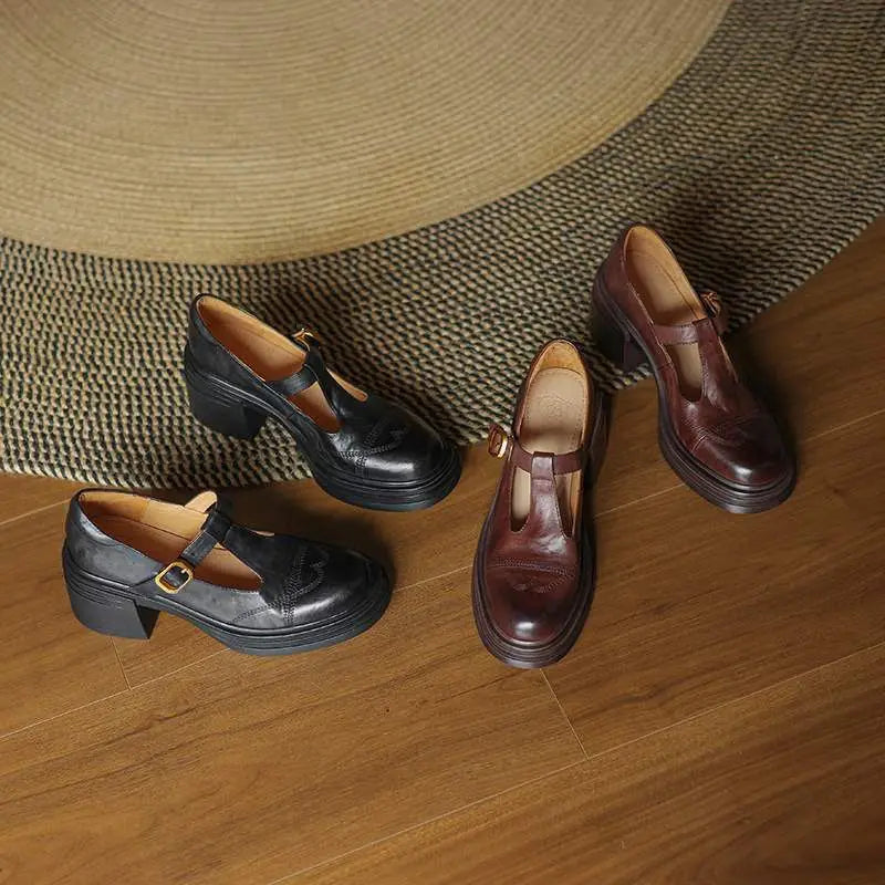 Madison | Classic Women’s Leather T-Strap Shoes
