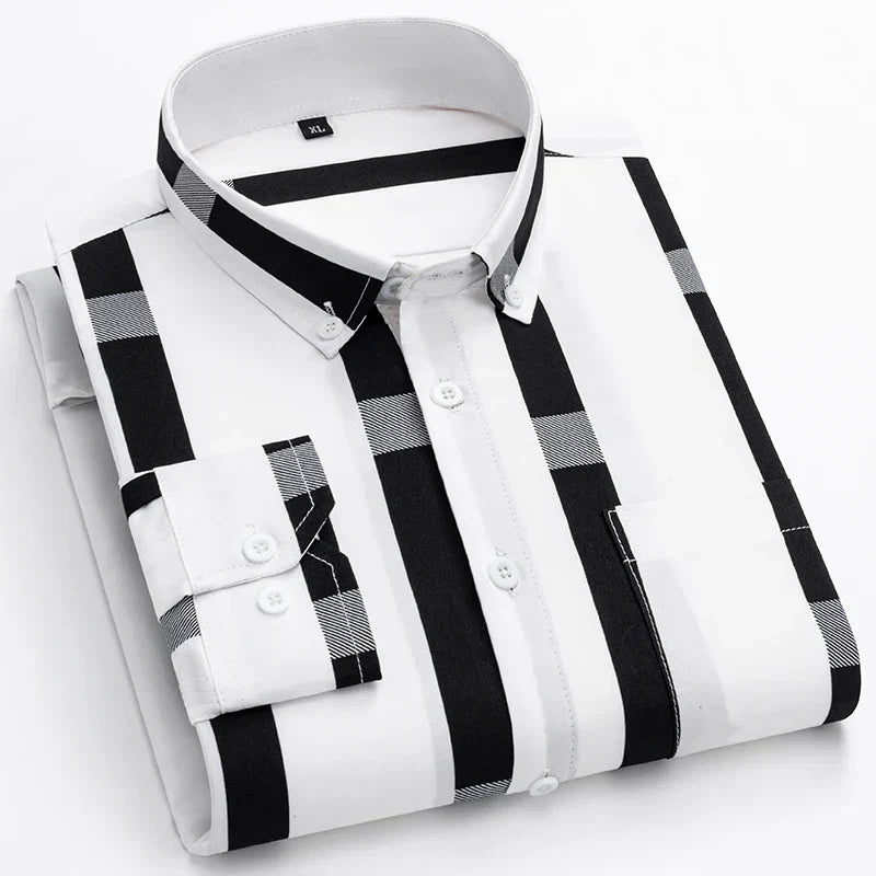 Vertasso – Men’s Bold Panel Stripe Shirt