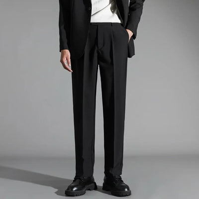 Men’s Dress Pants – Straight Fit – Flat Front with Pleats – Full Length Tailored Style