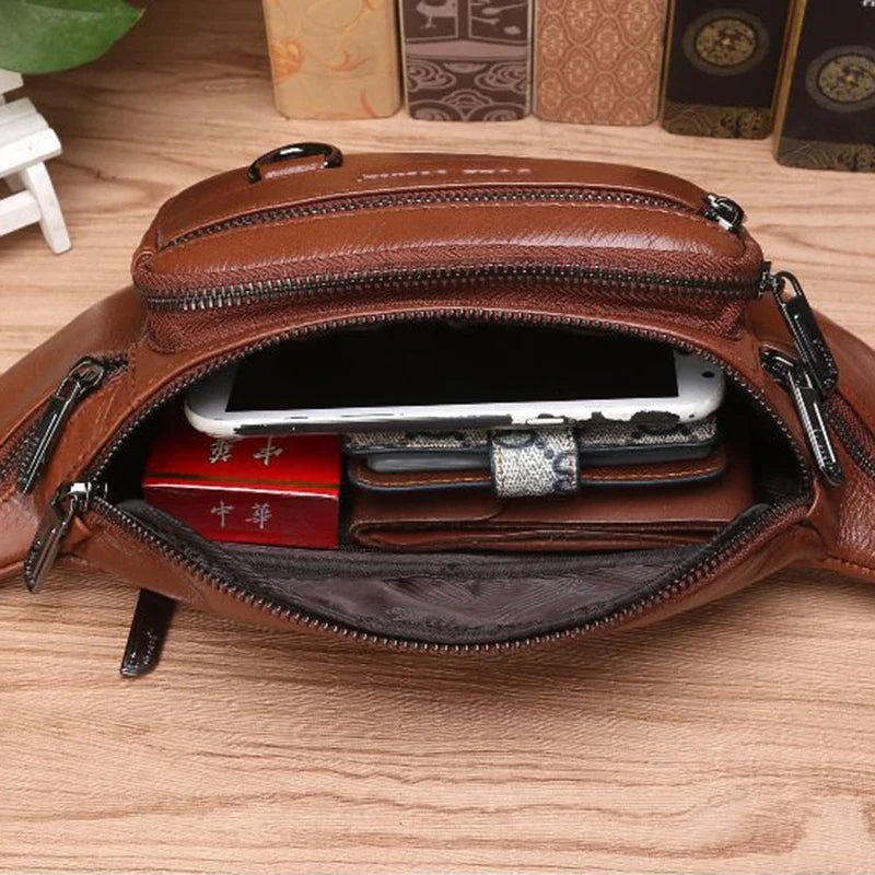 Vinthentic Retro Leather Hip Belt Bag
