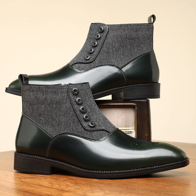 Sergio Titian Tweed Leather Brogue Boots