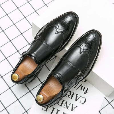 Stefano Gentile Leather Monk Strap Shoes