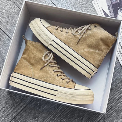 Benoît Lucarini Men’s Suede Vintage High-Top Sneakers