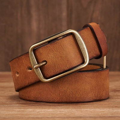 Vinthentic Rustic Cowhide Leather Pin Buckle Belt