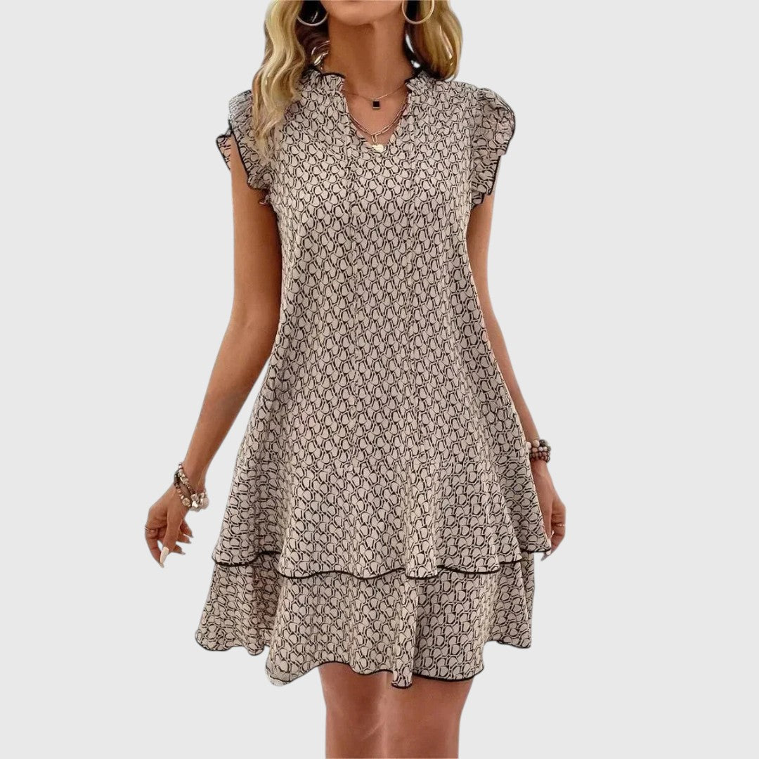 Lena | Ruffle Tie-Neck Mini Dress