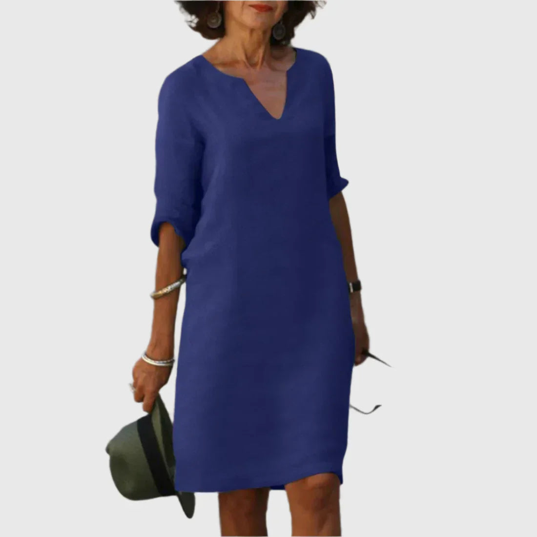 Diana | Teal Breeze V-Neck Shift Dress