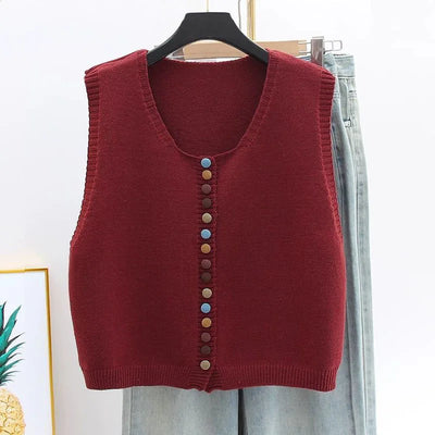 THE ORIELLE | COLOR-BUTTON KNIT VEST