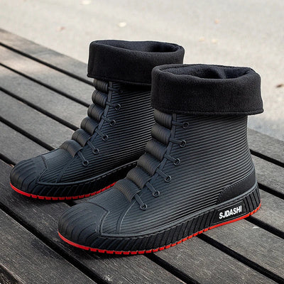 Men’s High-Top Boots – Waterproof – Fleece Lined – Textured Grip Sole – Mid-Calf Fit