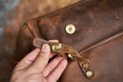 Rugged Genuine Leather Travel Backpack - Brown Large Capacity Daypack