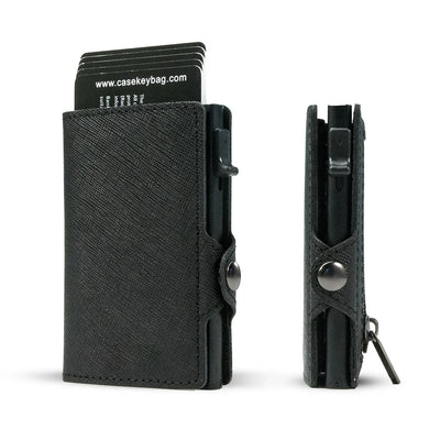 Men’s Slim RFID Leather Wallet – Pop-Up Card Holder with Coin Purse