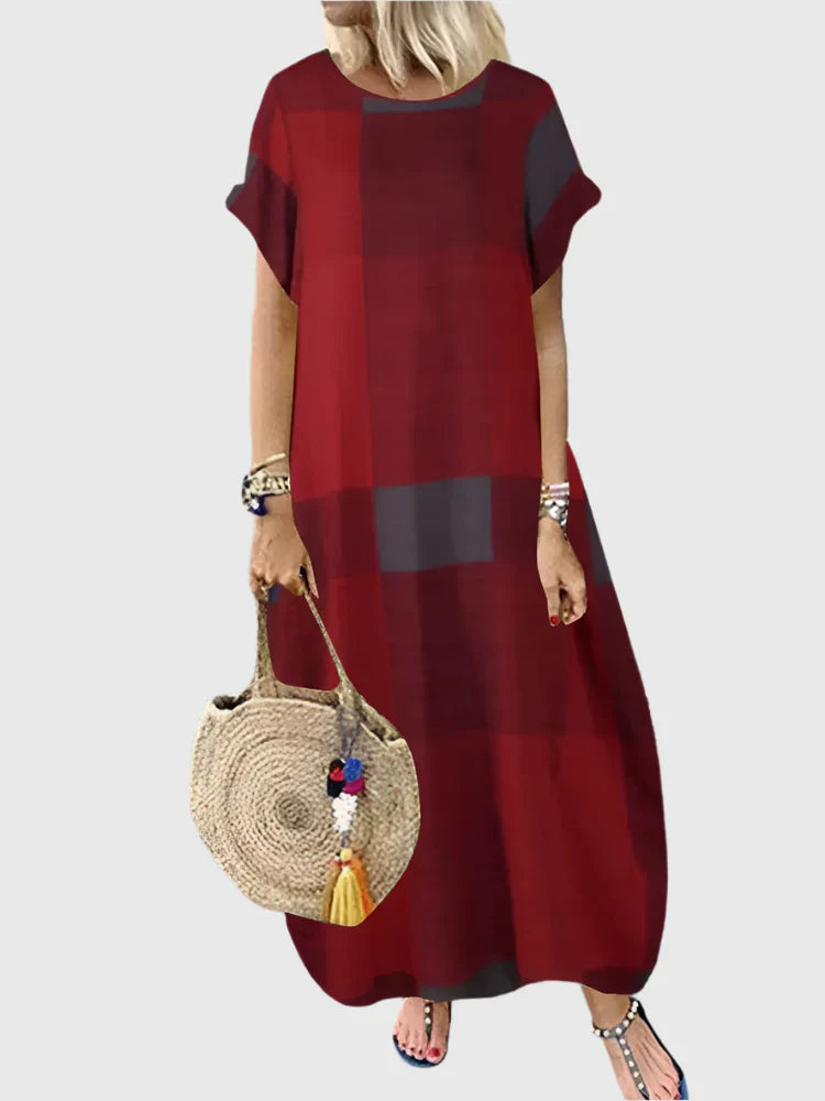 Marlowe | Navy Check Relaxed Maxi Dress