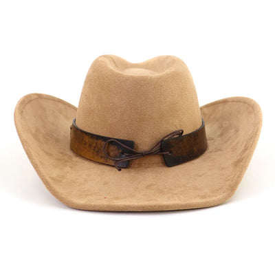 Western Big Brim Cowboy Hat Bull's Head Leather Band Suede Top Hat Outdoor Mens Hats Ladies Party Horse Riding Cowgirl Hat