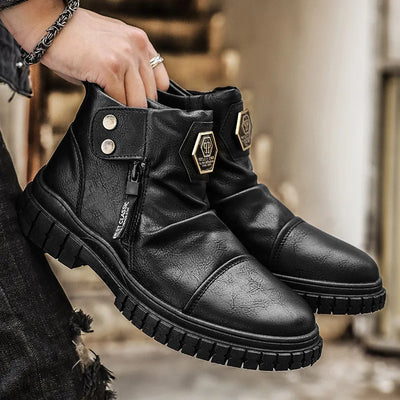 Emporio Zipped Leather Boots