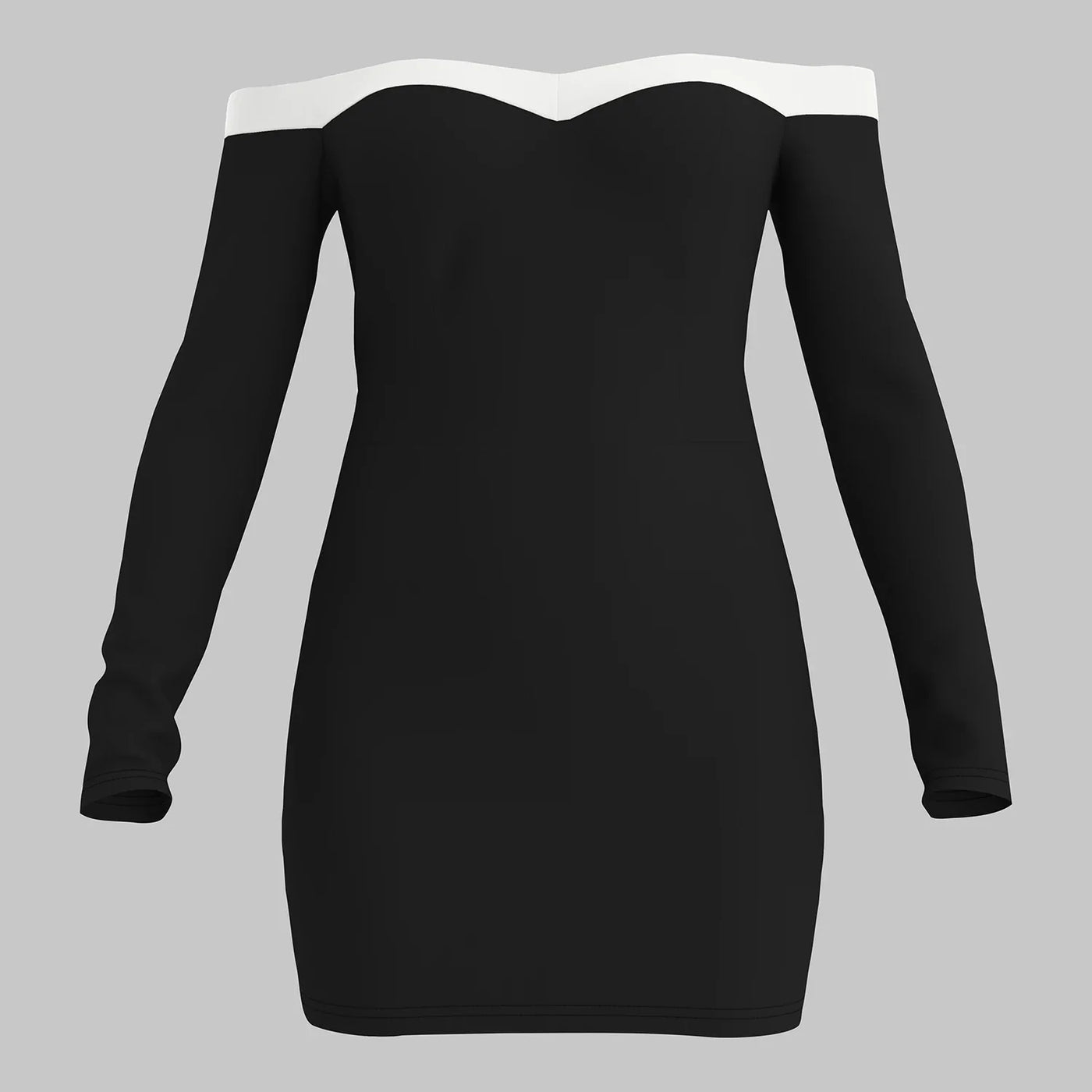 Women’s Bodycon Dress – Off-Shoulder V-Neck – Long Sleeve Stretch Mini Party Wear