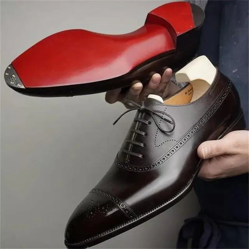 Men’s Oxford Shoes - PU Leather - Cap Toe - Classic Formal Dress Shoe