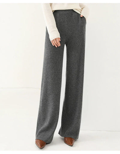 Women’s Sweatpants – Merino Wool Blend – Wide Leg – Relaxed Fit – Elastic Waist – Full Length
