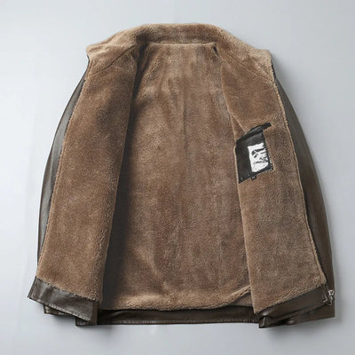 "Cammino Reale" Fur Collar Leather Jacket